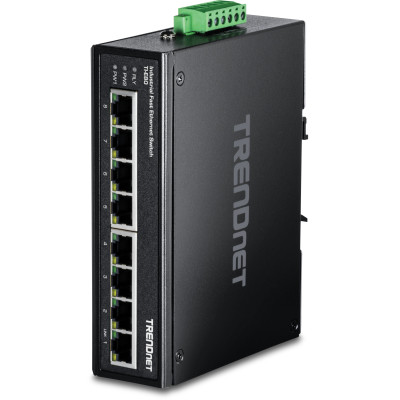 TRENDnet TI-E80 8-Port Ethernet Switch, 8 fast ethernet ports, 1.6 Gbps switching capacity, DIN-rail/wall mount